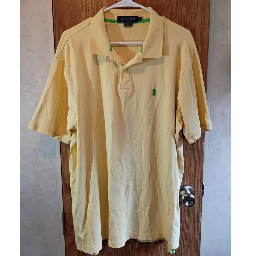 Mens Yellow Cotton Polo Shirt XL Classic Golf Preppy Country Club Casual